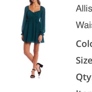 Allison & Kelly hunter green lined mini dress